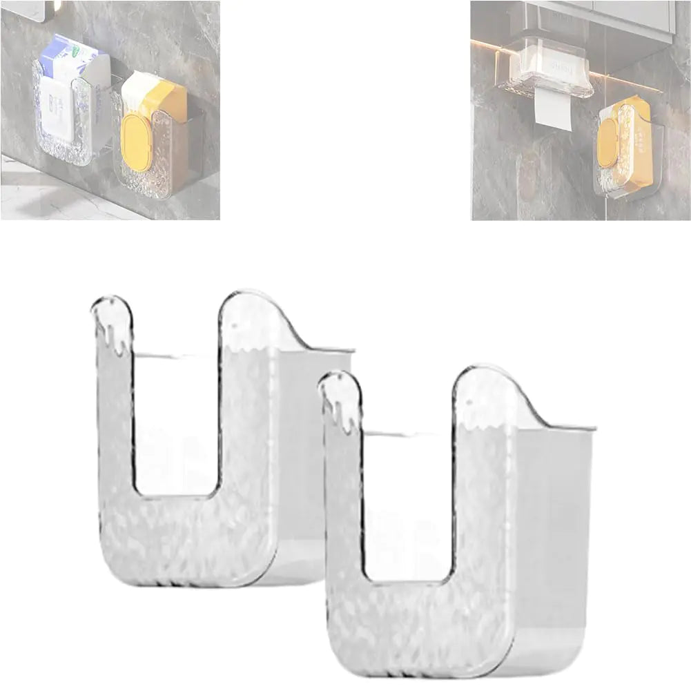 Kitchen Wipes Storage Box 2024 New Non-Slip Flushable Wipes Holder for Bathroom Toilet Wall-Mounted Clear Wet Tissue Dispenser Container Box No Punching Refillable Keeps Baby Wipes Fresh Case