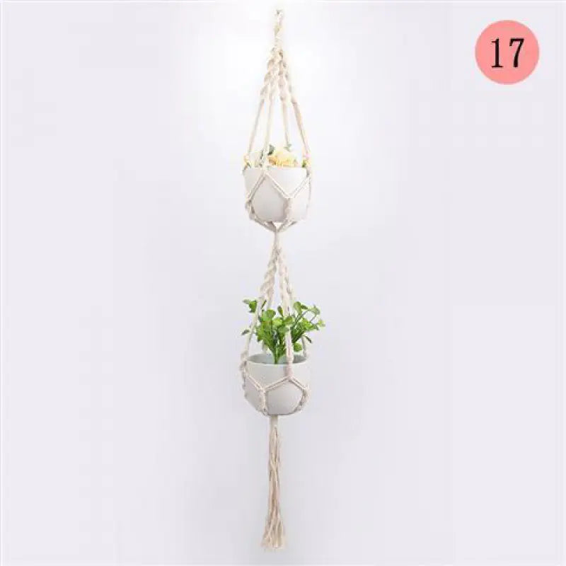 Handwoven Cotton Rope Hanging Planter Basket