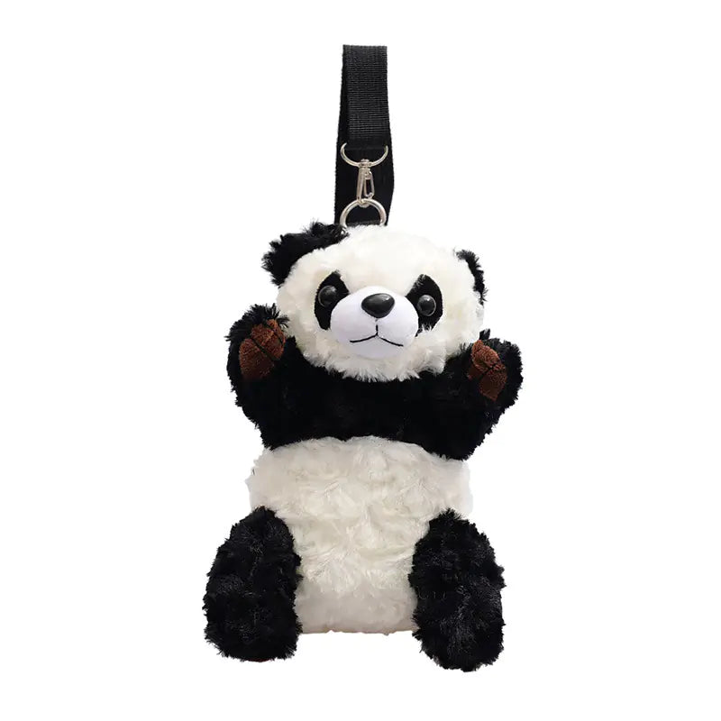 Cute Plush Panda Mini Shoulder Bag, Cartoon Crossbody