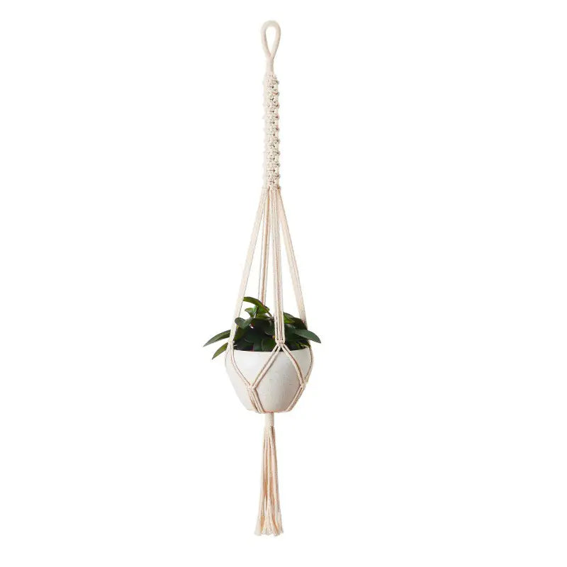 Handwoven Cotton Rope Hanging Planter Basket