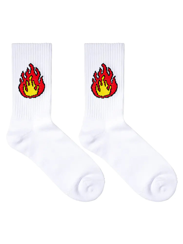 Men's Sports Socks with Towel Bottom - Flame Design