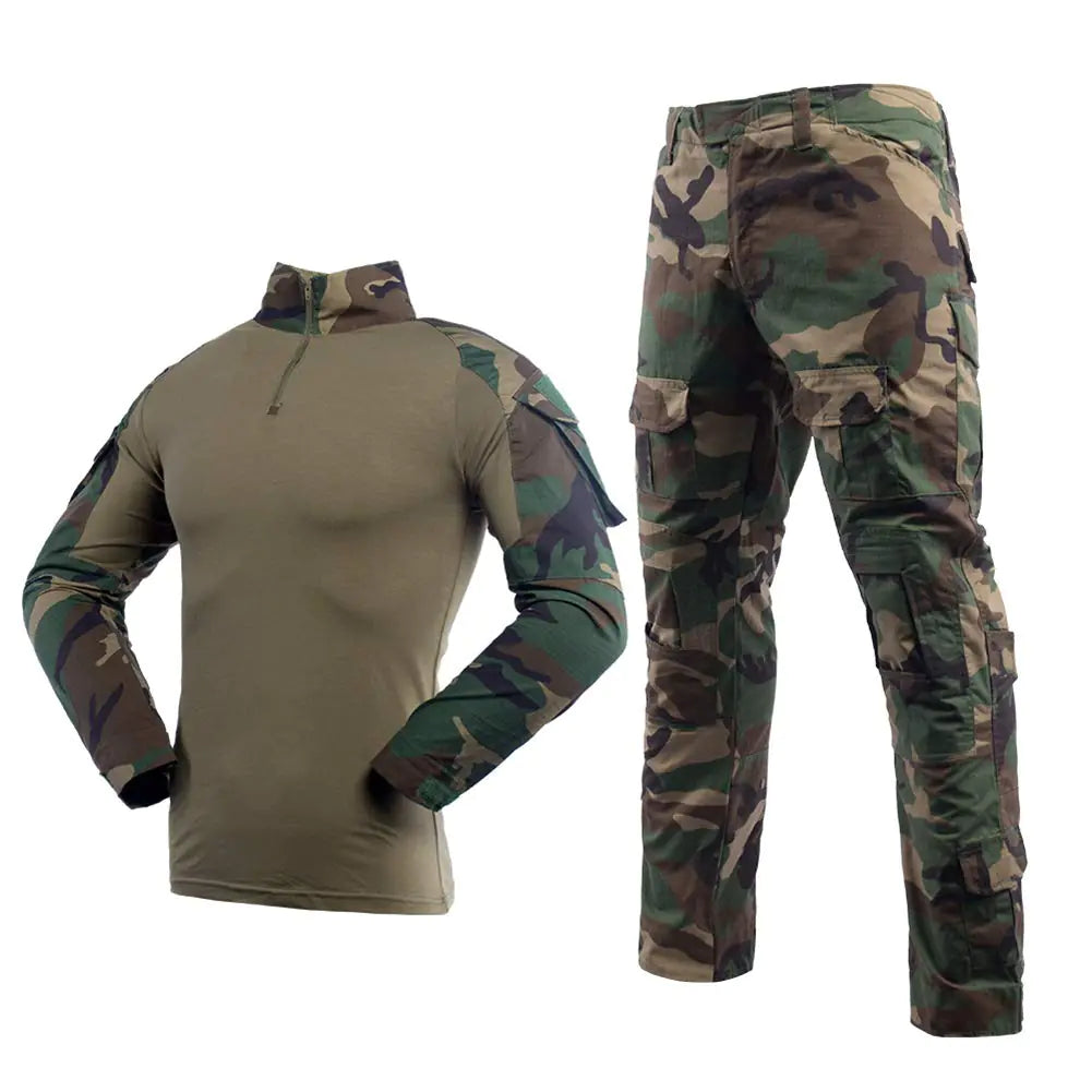 Mens Tactical Military Uniform Set Camouflage Tactical Shirt Pants Gear Suit