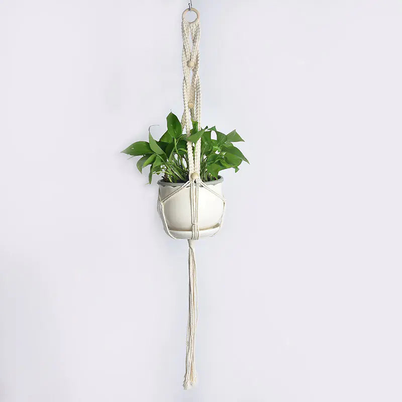 Handwoven Cotton Rope Hanging Planter Basket