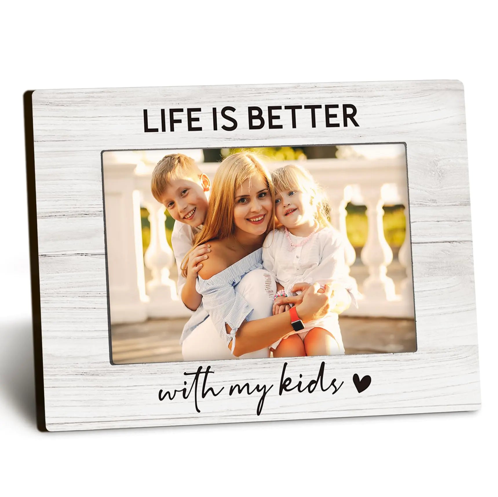 DUXMNAMG Mom Kids 4x6 Picture Frame Mom Picture Frame Mom Gifts Birthday from Kids Girls Boys Mom of Kids Photo Frame Life Is Better with My Kids Photo Frames for Desk Decor