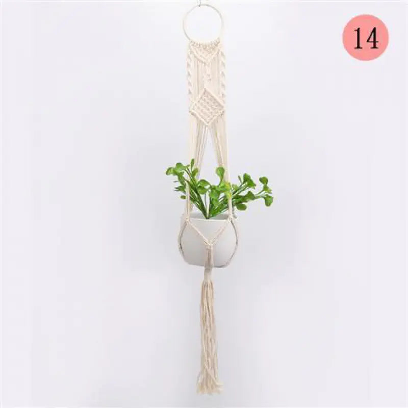 Handwoven Cotton Rope Hanging Planter Basket