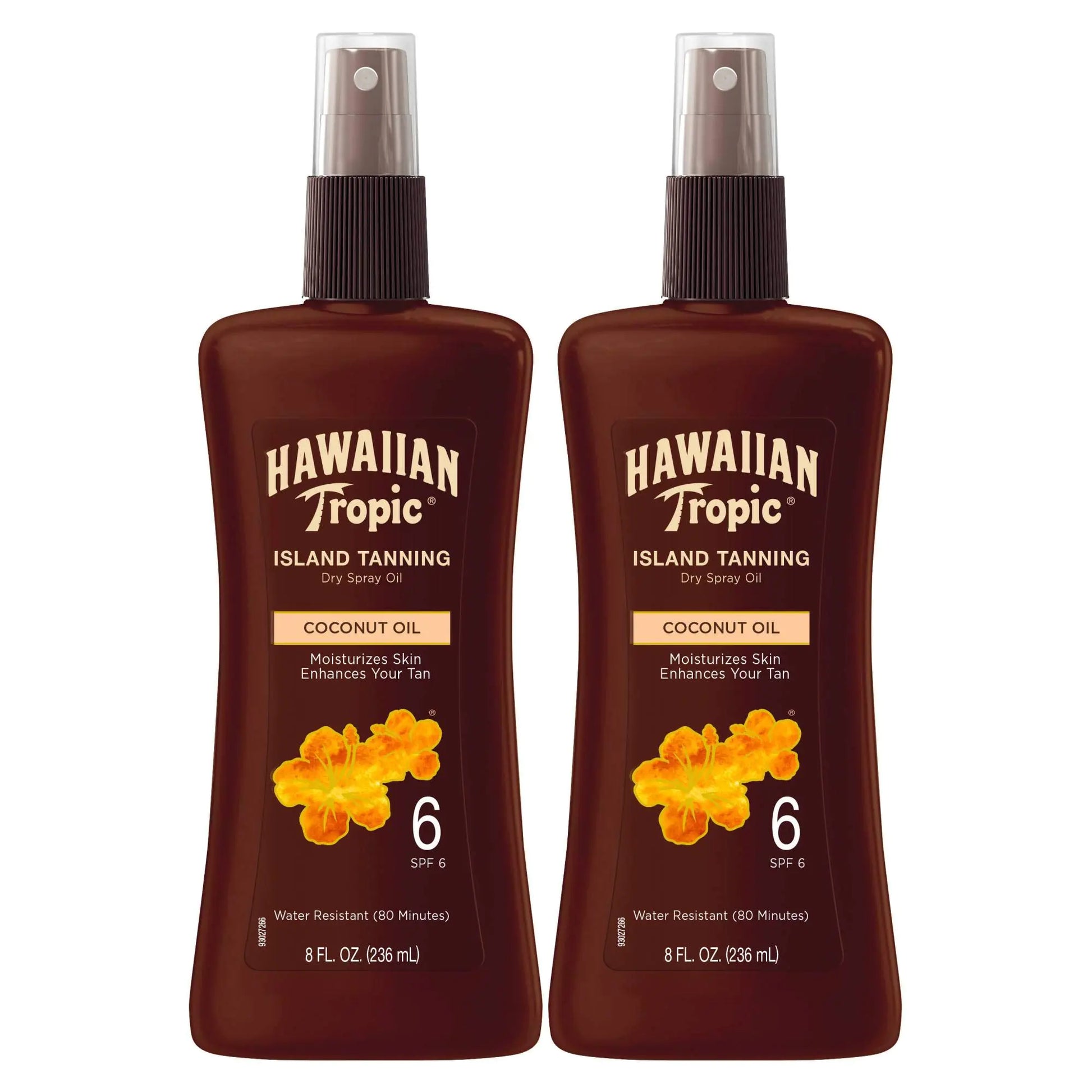 Hawaiian Tropic Island Tanning Oil Spray Sunscreen SPF 6 8oz | Tanning Sunscreen Tanning Oil with SPF Moisturizing Body Oil Hawaiian Tropic Oil Outdoor Tanning Oil 8oz each Twin Pack