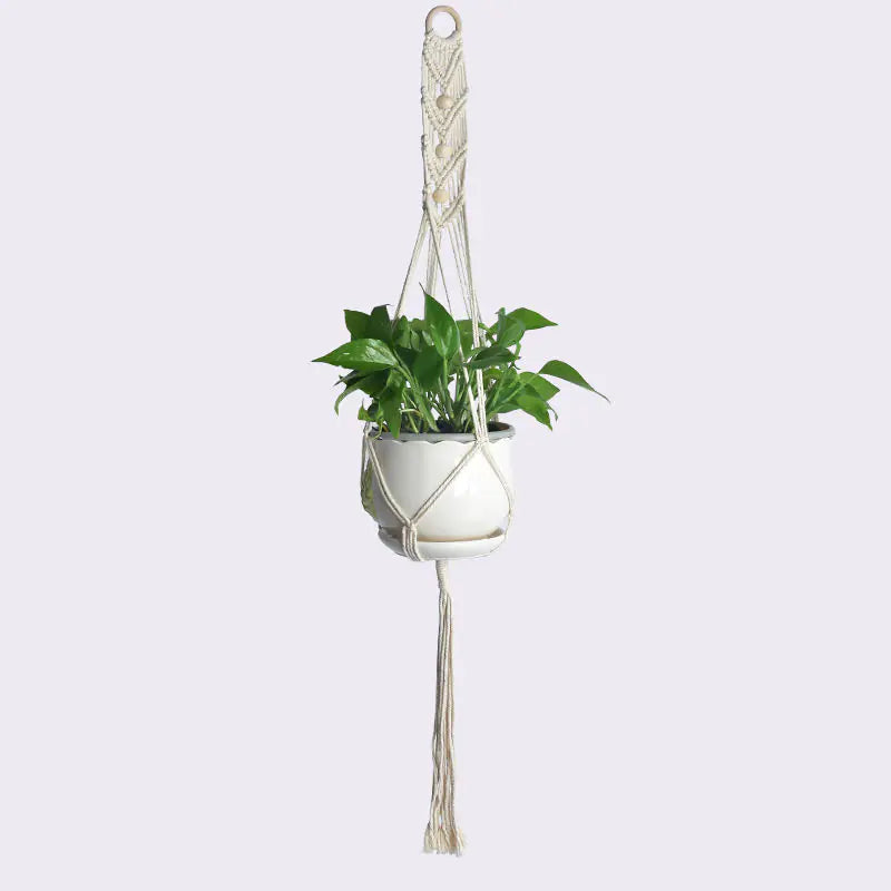 Handwoven Cotton Rope Hanging Planter Basket