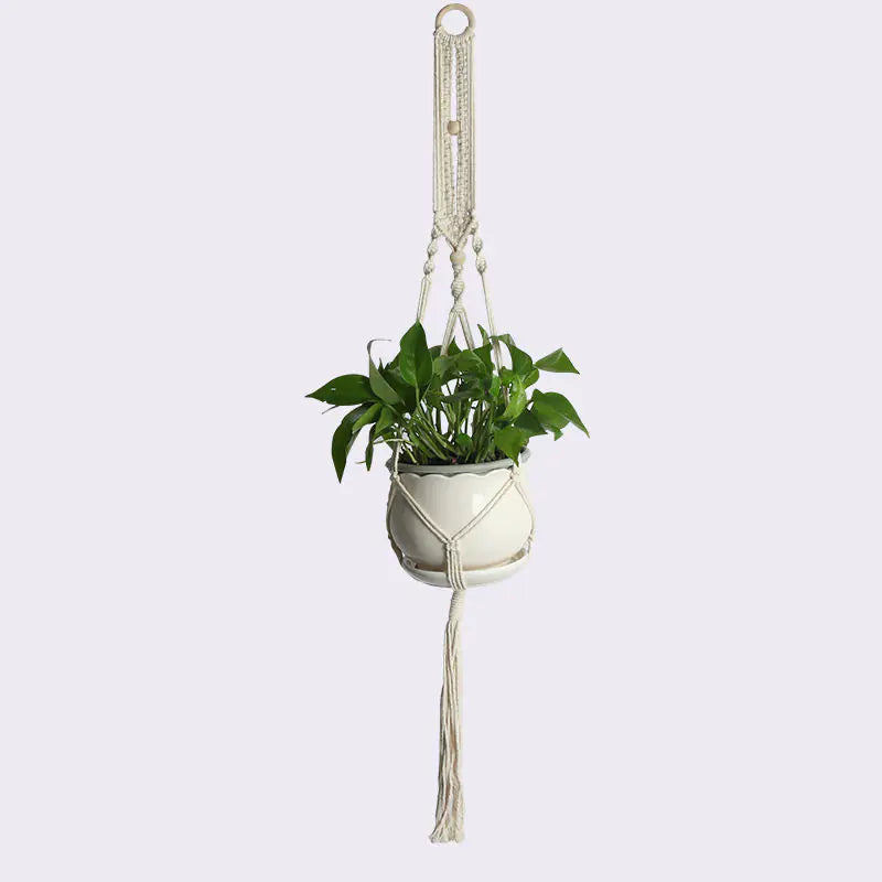 Handwoven Cotton Rope Hanging Planter Basket