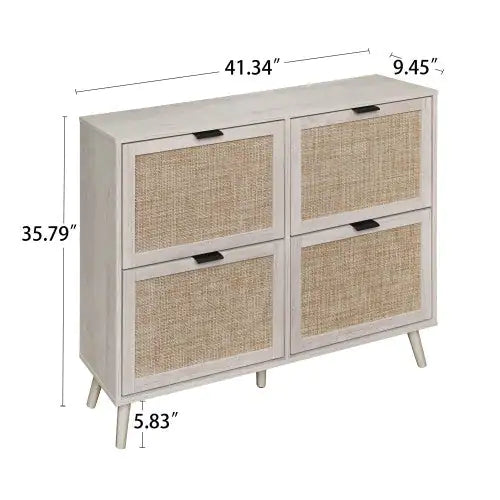 4-door Shoe Rack, Free-standing Modern Shoe Cabinet For Entrance