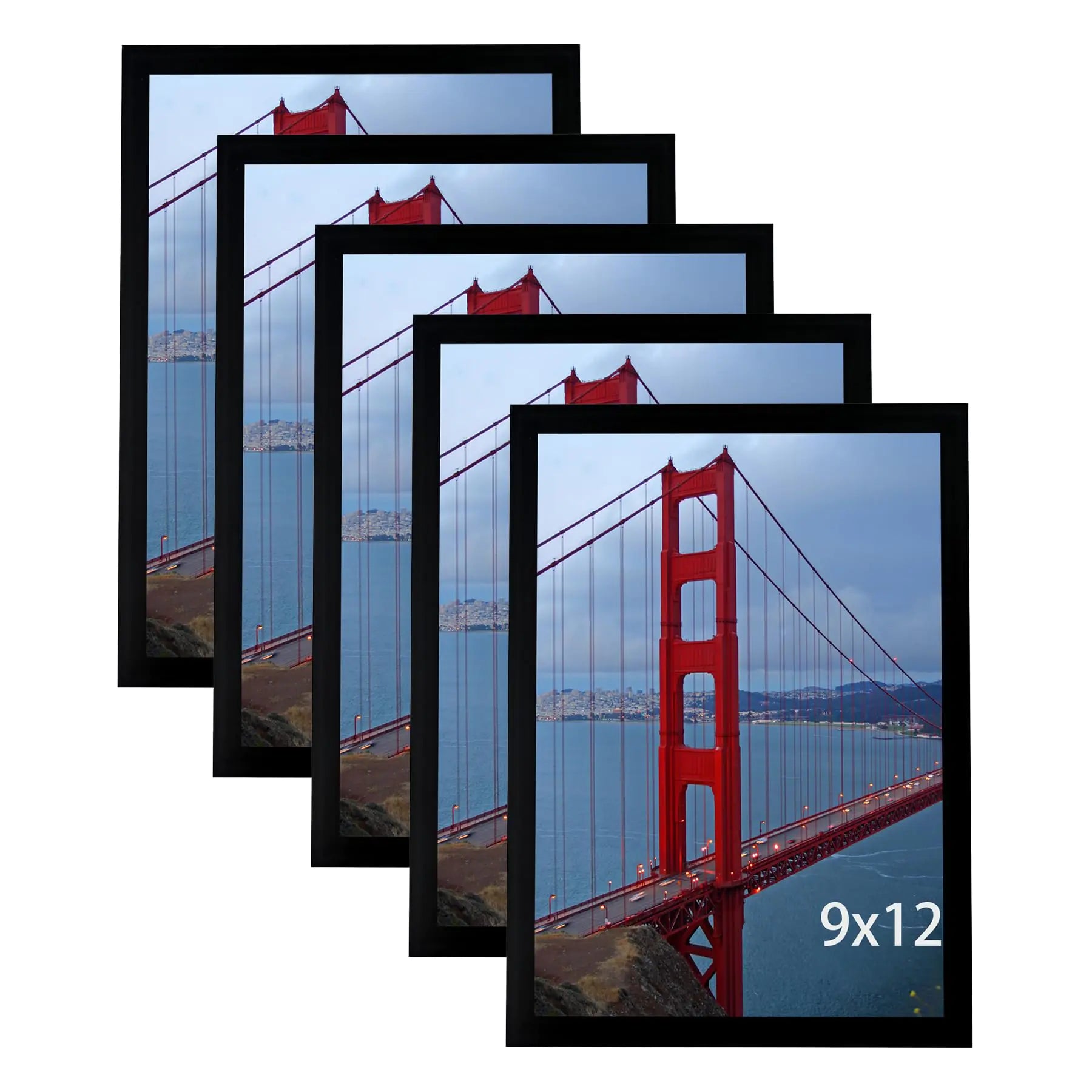 BESCRCL 9x12 Picture Frame Wall Hanging Photo Frame Black 5 Pack
