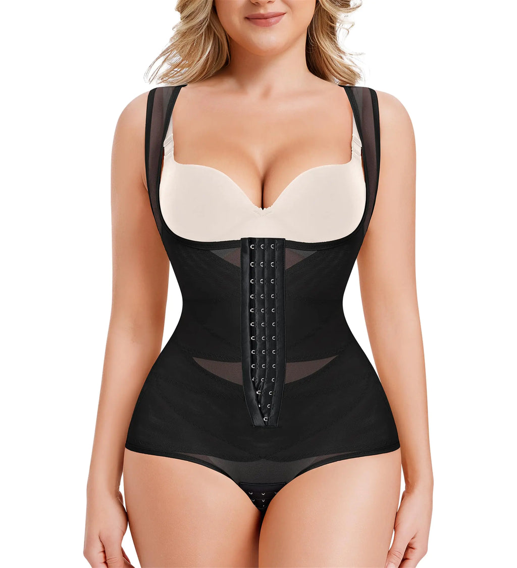 Nebility Womens Shapewear Bodysuit Tummy Control Faja Body Shaper Butt Lifter Open Bust Waist Trainer Compression Bodysuit