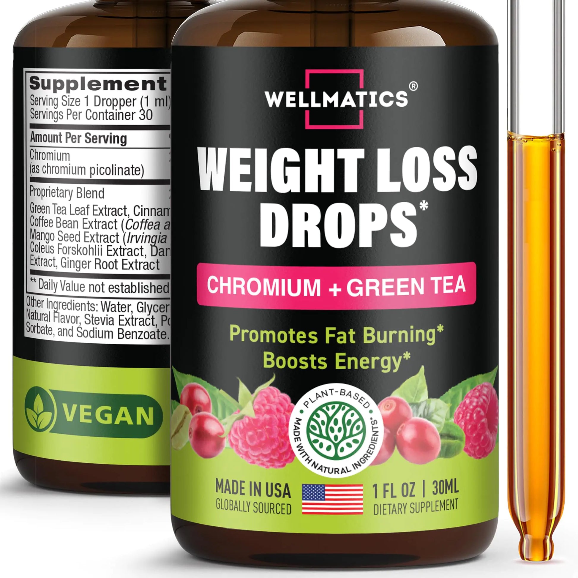 Advanced Weight Loss Liquid Drops – Made in USA - Metabolism Booster & Appetite Suppressant Diet Drops with Green Tea Cinnamon Bark Green Coffee African Mango Ginger Root & More - 1 Fl Oz