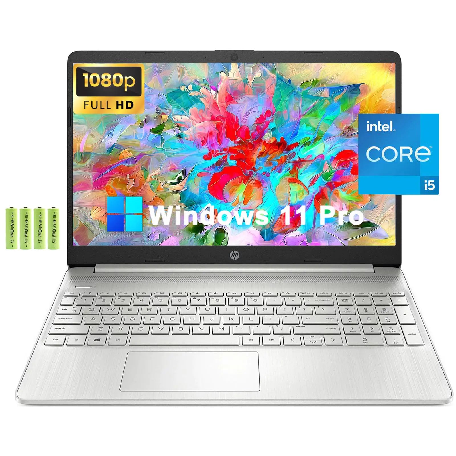 HP 15 15.6" FHD Business Laptop[Windows 11 Pro] 11th Gen Intel Quad-core i5-1135G7 16GB RAM 256GB PCIe SSD Intel Iris Xe Graphic Wi-Fi 5 Numpad 9 Hrs Battery Life HD Webcam HDMI w/Battery