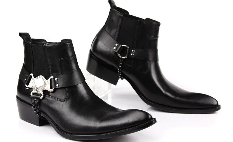 Men's Breathable Leather Short Motorcycle Boots