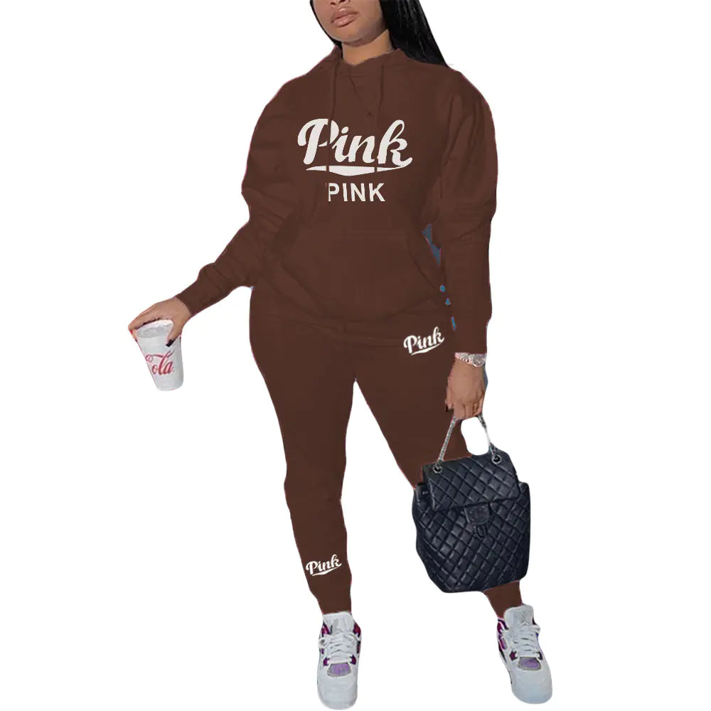 N8999P3 Plus Size Casual Printed Sweatshirt Set