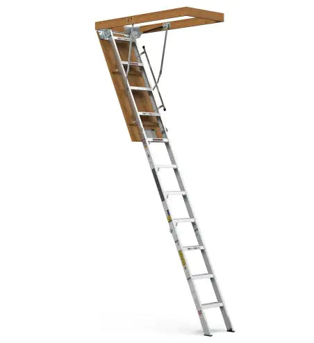 Household Aluminum Attic Ladder 25 X 54 ,350lbs Capacity, 7-10 Ft Ceiling Height