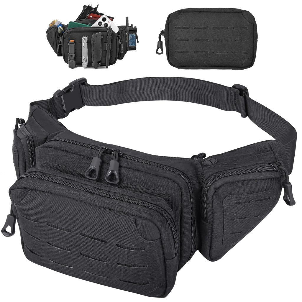 MOZETO Mens Fanny Pack Heavy Duty Fanny Pack Holster for Full Size Pistol Tactical Concealed Carry Gun Bag