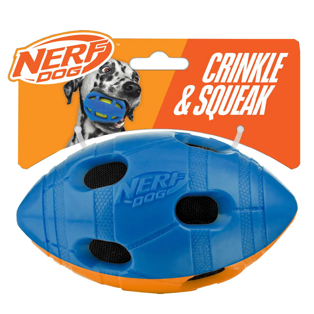 Nerf Dog 6in TPR Bash Crunch Football - Blue/Orange