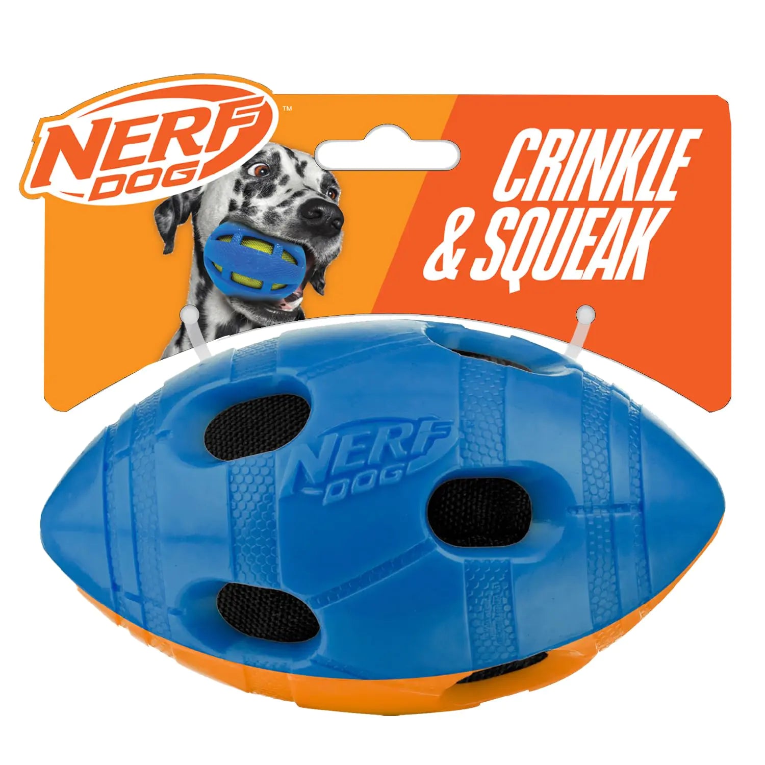 Nerf Dog 6in TPR Bash Crunch Football - Blue/Orange