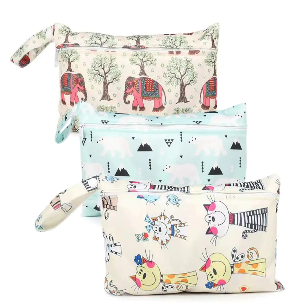 Cartoon Mini Zipper Diaper Bag & Makeup Cotton Pouch