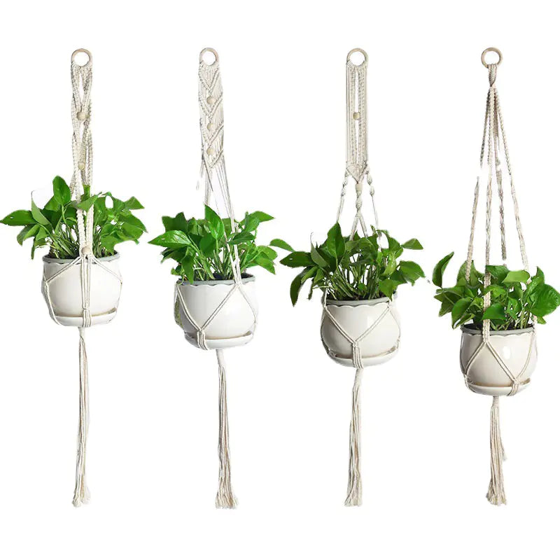 Handwoven Cotton Rope Hanging Planter Basket