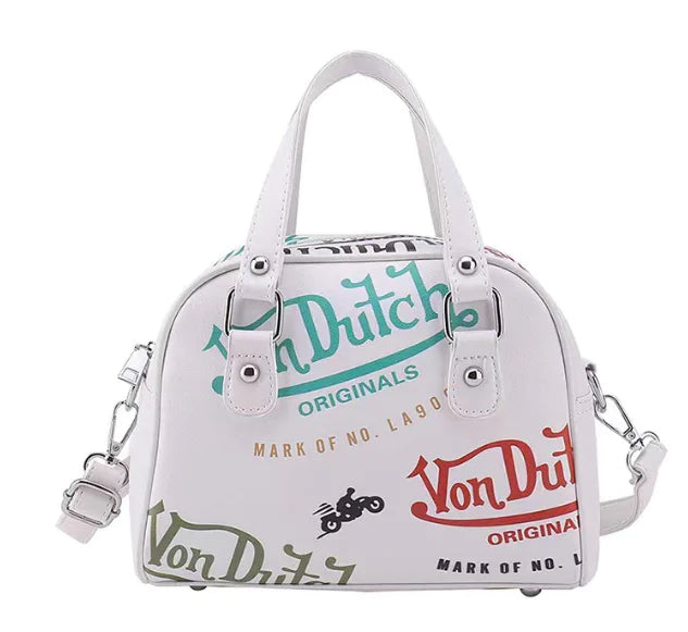 Mini Shell Bag with Graffiti Letter Print Design