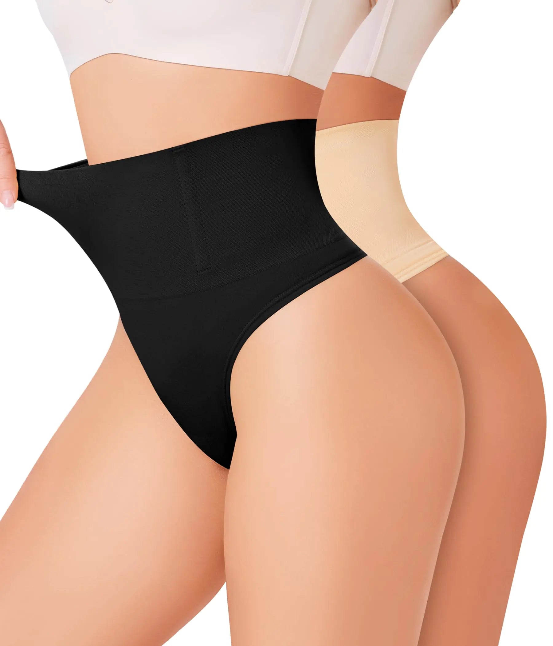 Nebility 2-Pack Thong Shapewear Tummy Control Thong Girdle for Women Tummy Control Body Shaper