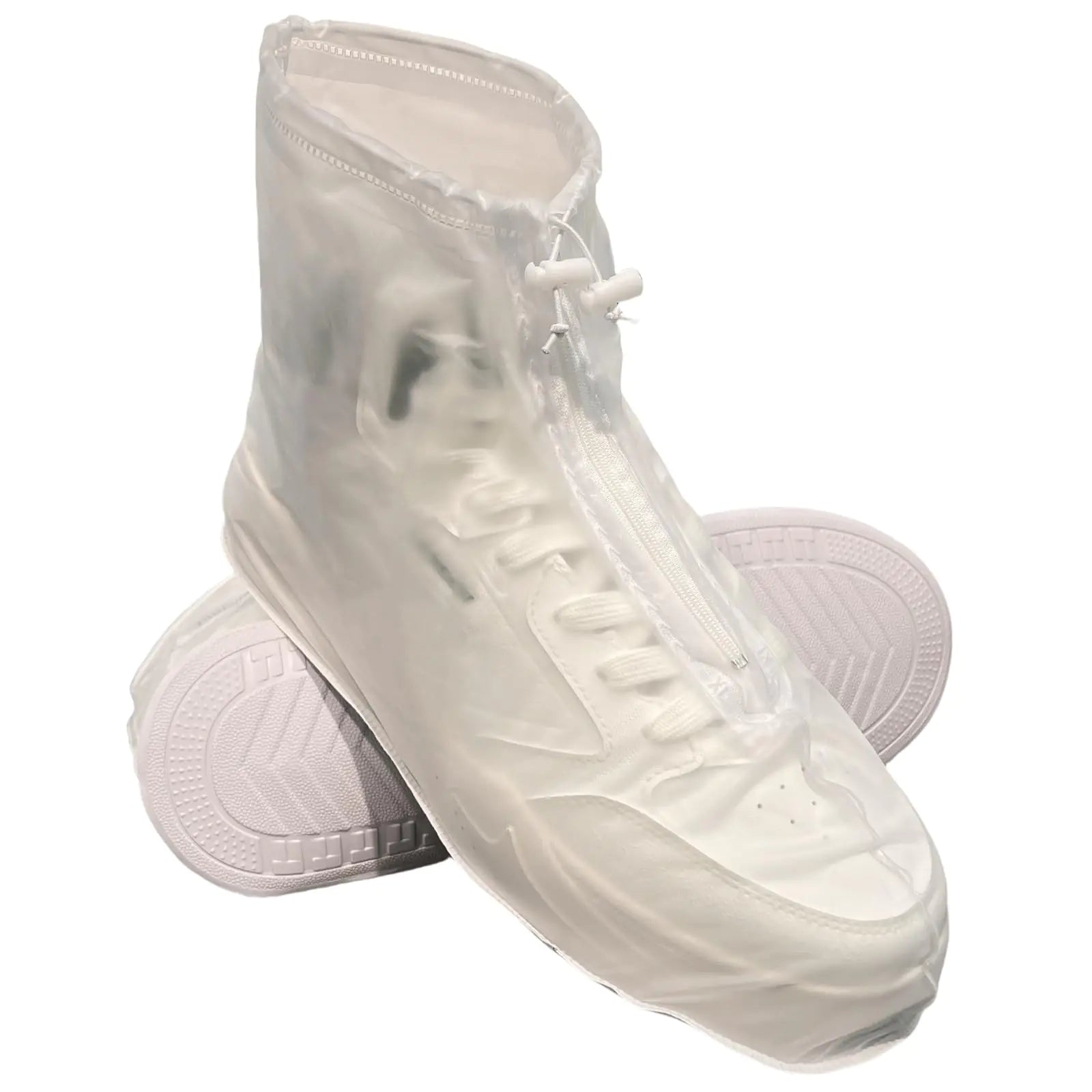 LSDWL Waterproof Shoe Covers 1 PairsRain Shoe Covers Reusable PVC Non Slip Shoe Covers for OutdoorRain Shoe Covers for Women and Men (Clear Zipper Large)