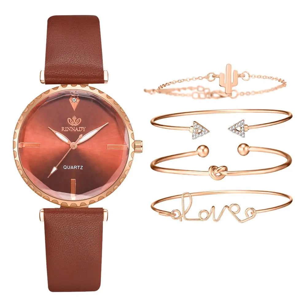 Bracelet Set with Quartz Watch for Women
