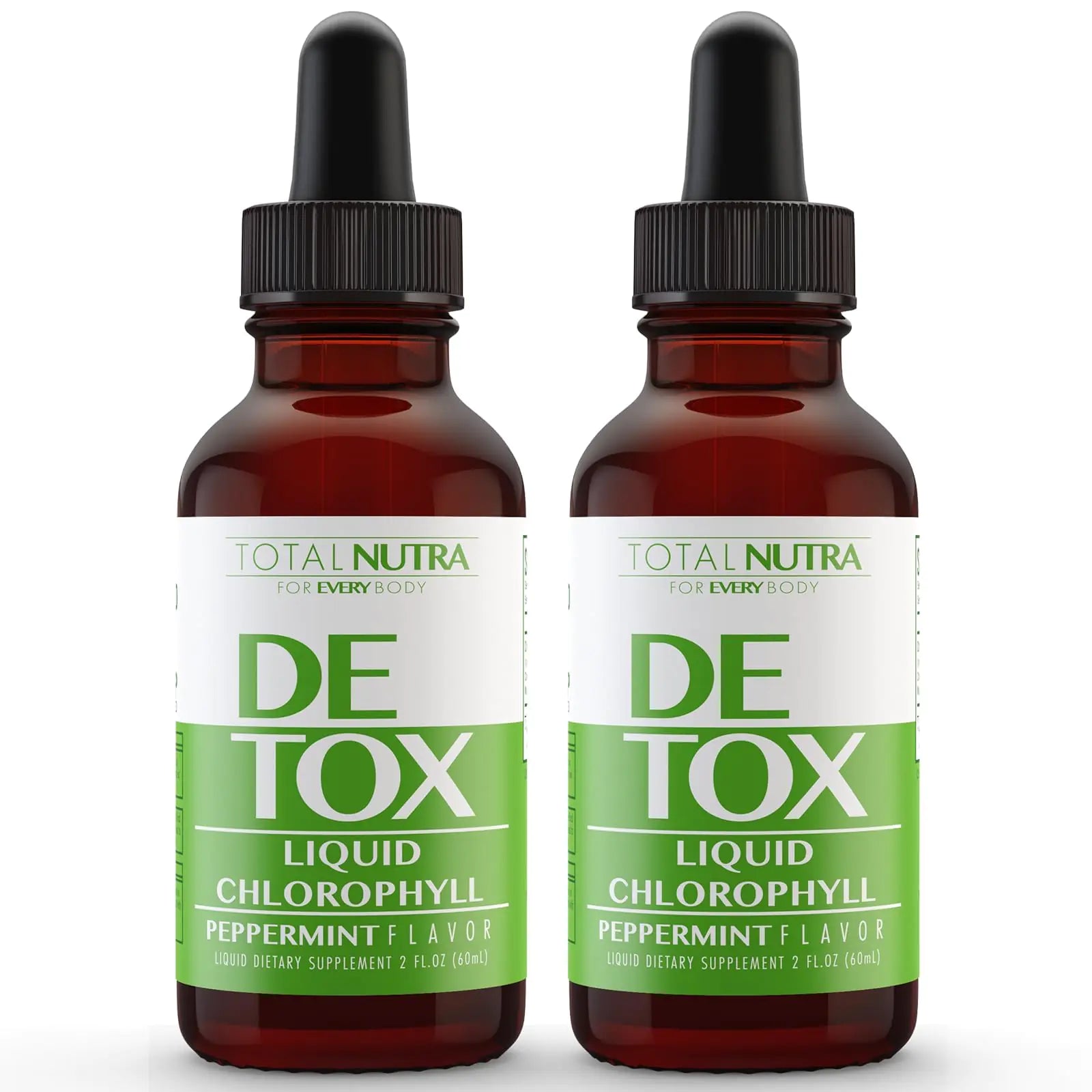 Liquid Chlorophyll Drops 50mg: Vegan Chlorophyll Liquid Drops for Natural Energy Boost Immune Support Body Detox for Skin Care Internal Deodorant Mint Flavor Non-GMO Gluten Free Total Nutra 2pack