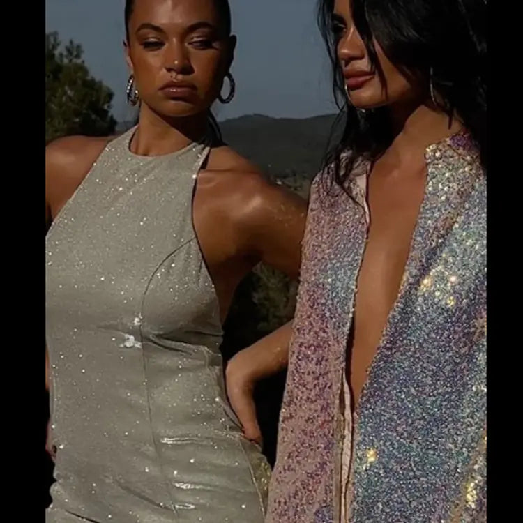 2022 Sexy Backless Sequin Mini Dress for Parties