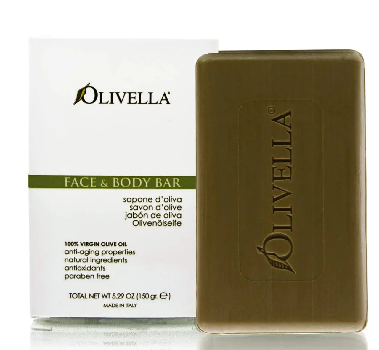 Bar Soap 100% Virgin Olive Oil Face & Body Olivella 5.29 oz Bar Soap