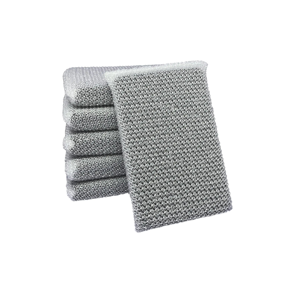 Elite Silver Scrubber Sponge 6 Pack Non Scratch Sponges for Kitchen and Household Use Made in USA (Regular)