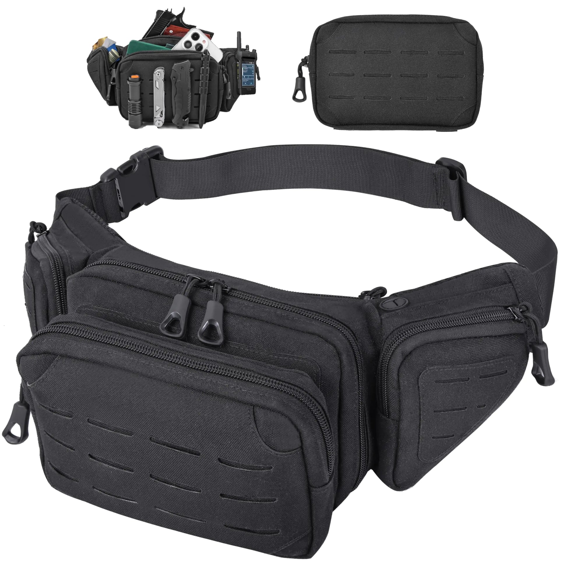 MOZETO Mens Fanny Pack Heavy Duty Fanny Pack Holster for Full Size Pistol Tactical Concealed Carry Gun Bag