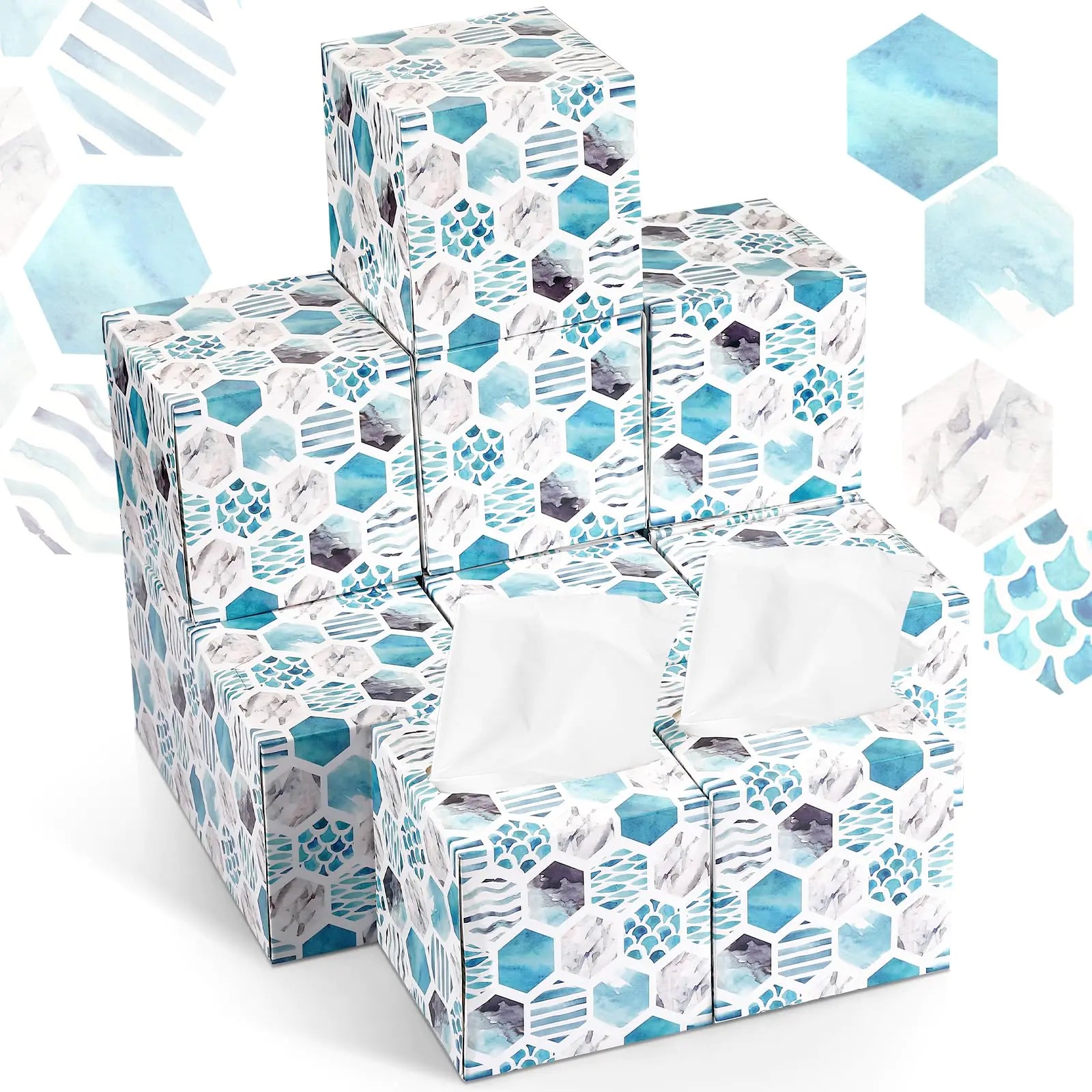 Lincia 12 Pack Facial Tissues Boxes Tissues Cube Box with 80 Tissues Per Box 2 Ply Soft Facial Tissue Bulk Square Box Tissues Face Tissue Paper Box for Toilet Travel Bathroom Car (Fresh Style)