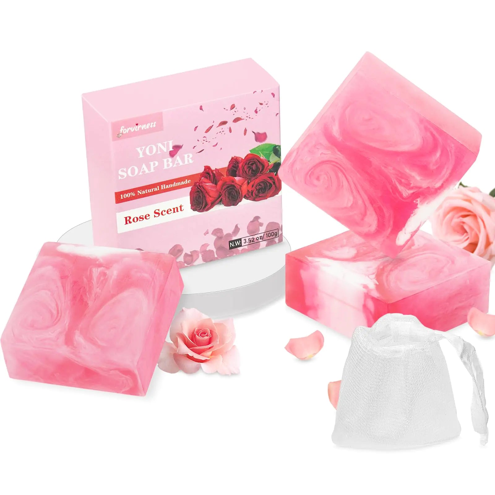 3 Pack Yoni Bar Soap Yoni Wash Yoni Soap Feminine Wash for Women PH balance 100% Natural Organic Intimate Soap for Vaginal Wash Yoni Wash Moisturizing Rose Scent Vagina Soap