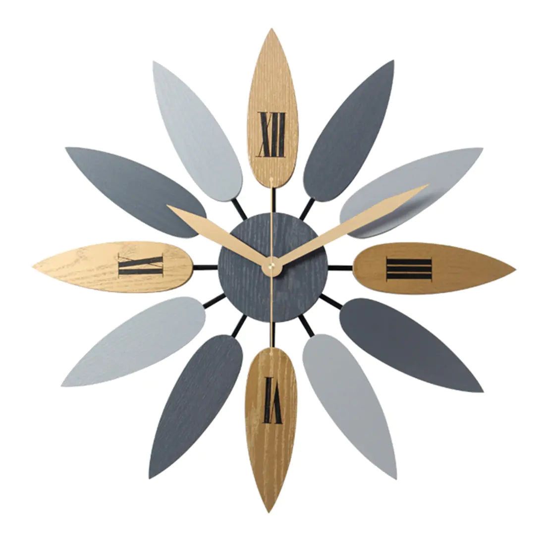 Leaf Wall Clock, Wooden Minimalist Design for Living Room