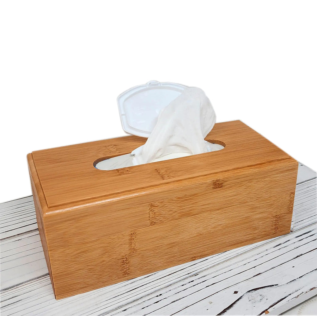 Baby Wipes & Tissue Wooden Dispenser Holder Box | Decorative Container Reusable in Bathroom Farmhouse Bamboo. Décor Tissue Box Holder | Refillable Baby Wipes Dispenser