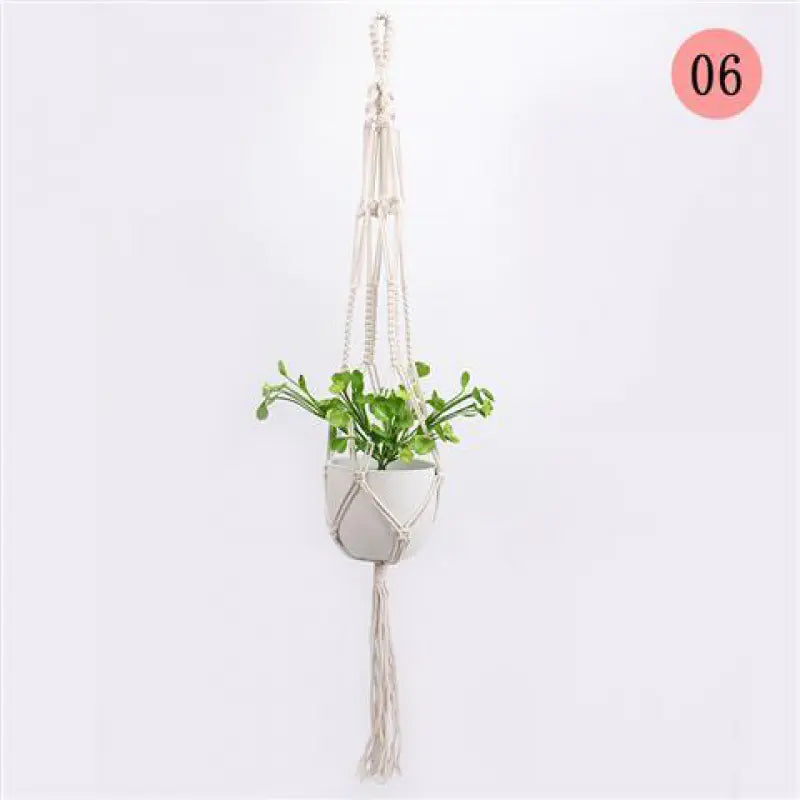 Handwoven Cotton Rope Hanging Planter Basket