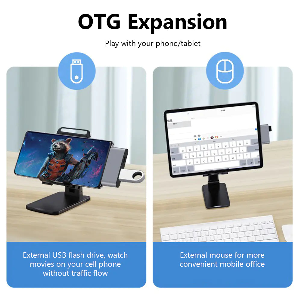 3-in-1 Type C Docking Station with USB 3.0 and OTG