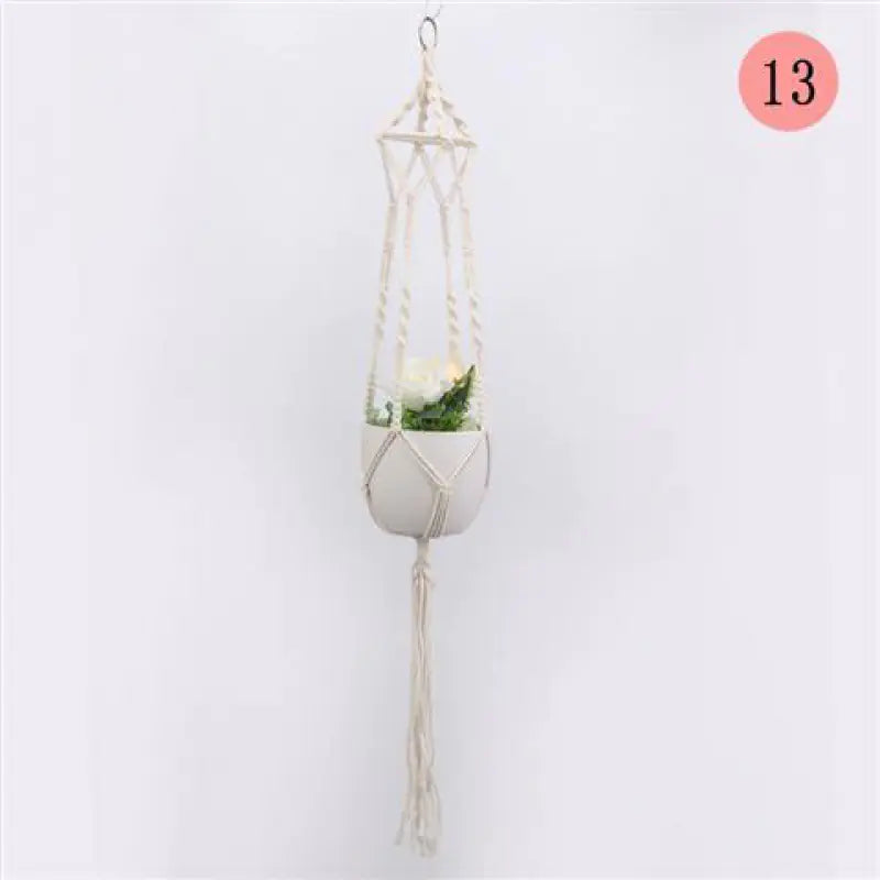 Handwoven Cotton Rope Hanging Planter Basket