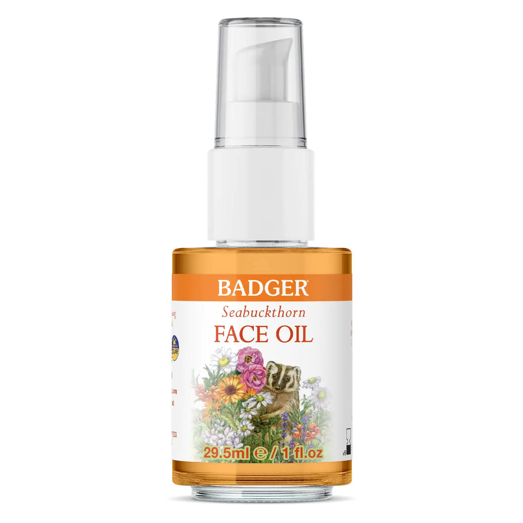Badger Face Oil Seabuckthorn Certified Organic Seabuckthorn Oil Organic Face Oil Moisturizing Facial Oil Natural Face Oil 1 oz Glass Bottle