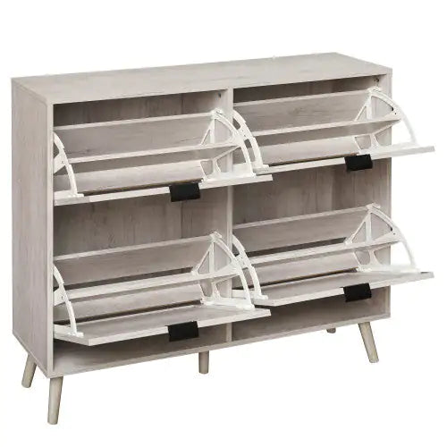 4-door Shoe Rack, Free-standing Modern Shoe Cabinet For Entrance