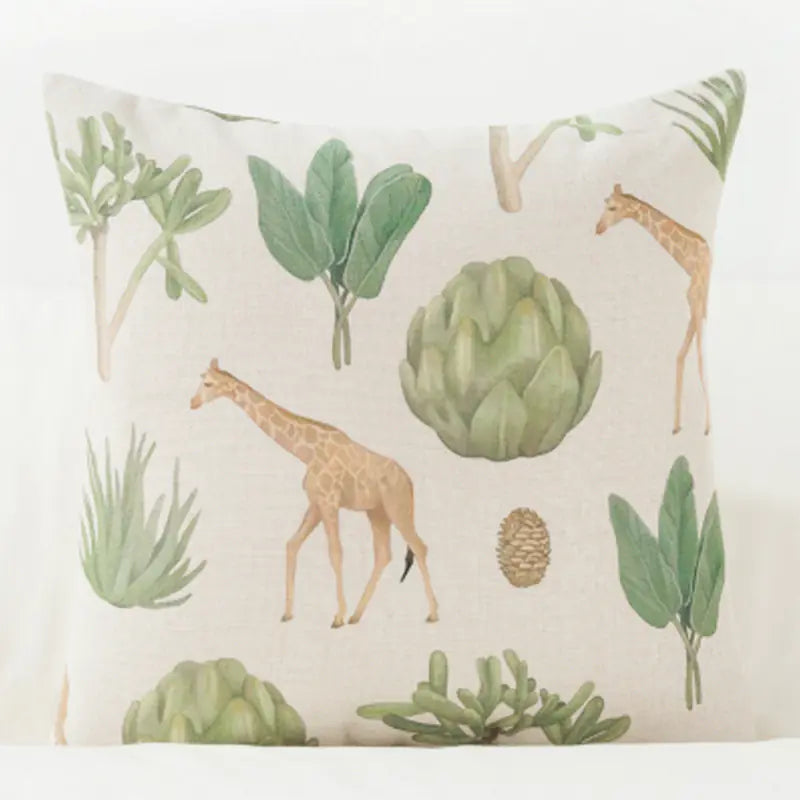 Artistic Plant-Themed Pillow Cover for Sofa and Car