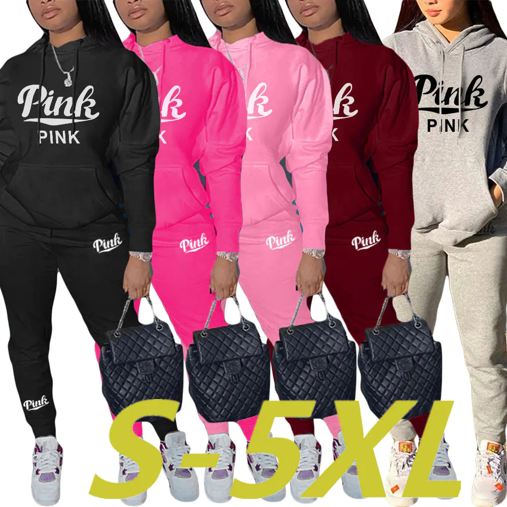 N8999P3 Plus Size Casual Printed Sweatshirt Set