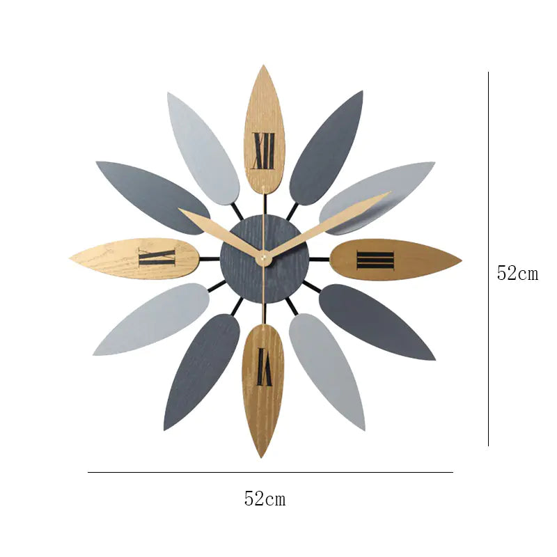Leaf Wall Clock, Wooden Minimalist Design for Living Room