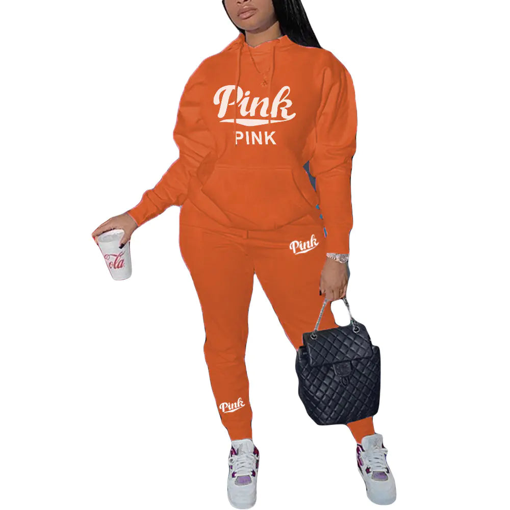 N8999P3 Plus Size Casual Printed Sweatshirt Set