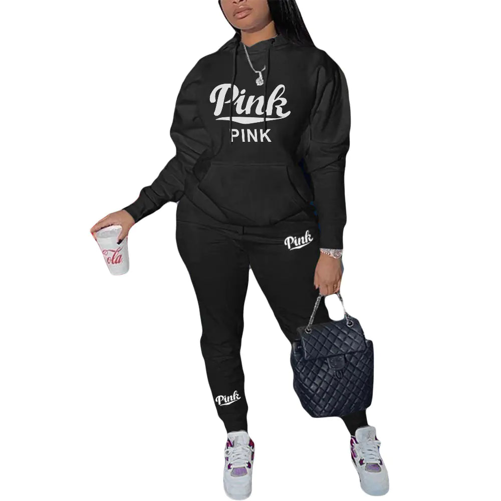 N8999P3 Plus Size Casual Printed Sweatshirt Set