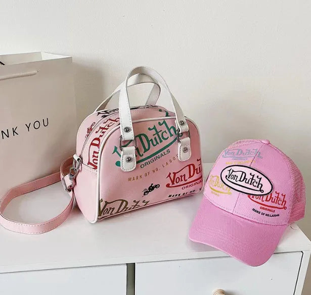 Mini Shell Bag with Graffiti Letter Print Design