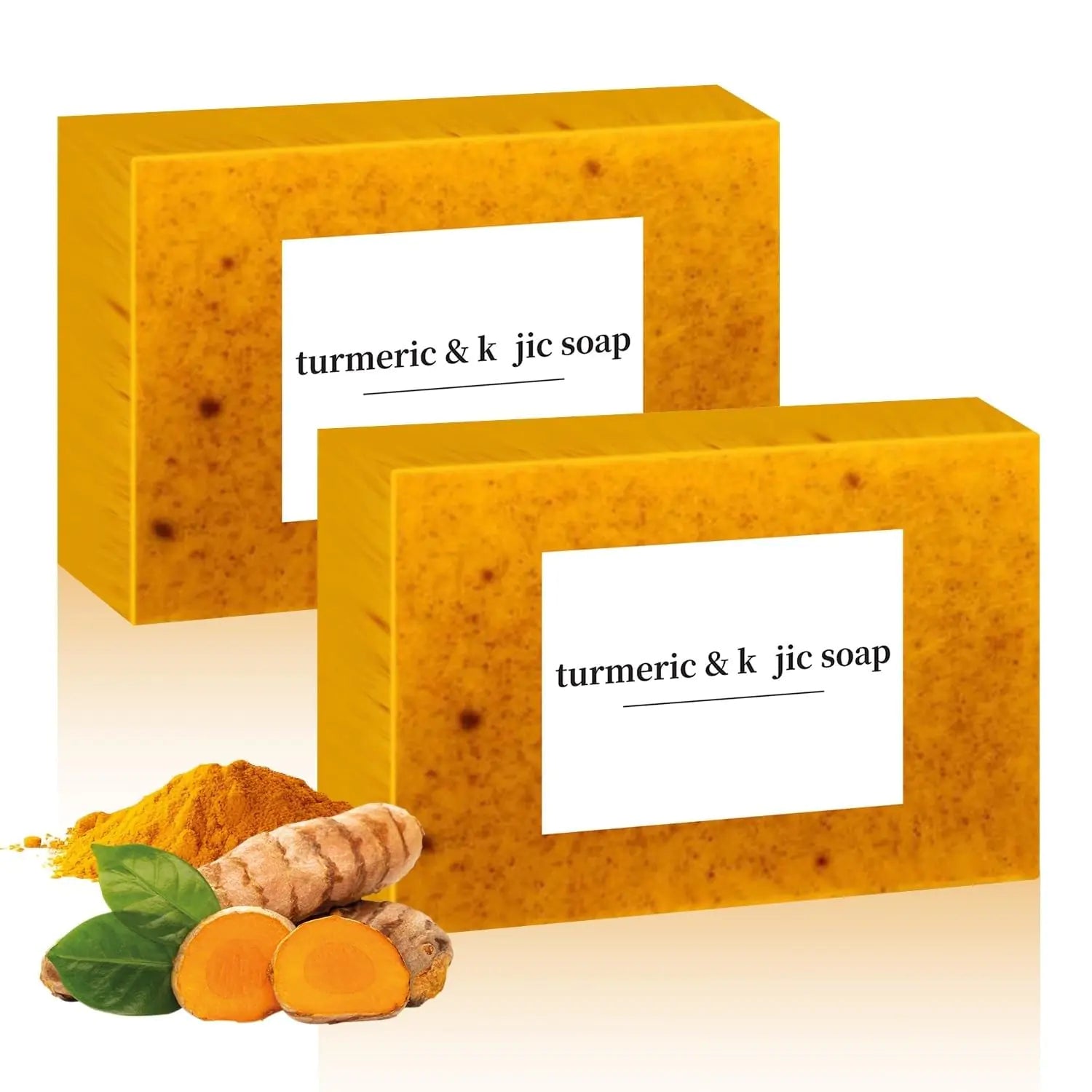 2PCS Lemon Turmeric Soap BarTurmeric Soap Bar for Face ＆ Body Gentle Exfoliating Turmeric Handmade Soap for All Skin Types
